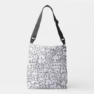 Hond Doodle Lijn Kunst Crossbody Tas