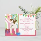 Hond Dragen Party pet Roze Meisje's verjaardagsfee Kaart (Staand voorkant)