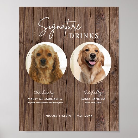 Hond drankteken afdrukbaar Trouwteken Rustiek Poster (Voorkant)