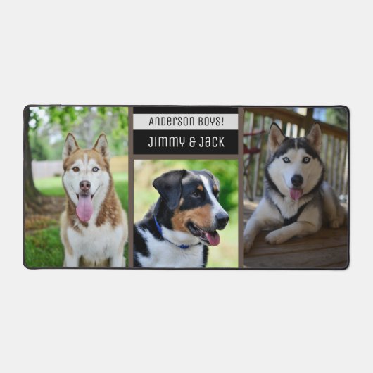 Hond Drie foto's Elegante Custom Collage Desk Mat (Voorkant)