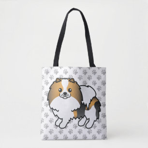 Hond Driekleurige Pomeranian Mopshond Cute Cartoon Tote Bag