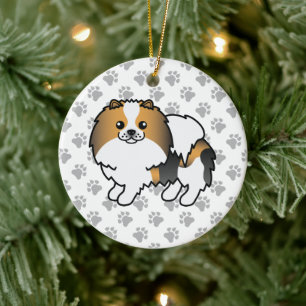Hond Driekleurige Pommer Pomeranian Knuffige Carto Keramisch Ornament