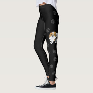 Hond Driekleurige Pommer Pomeranian Schattige Cart Leggings