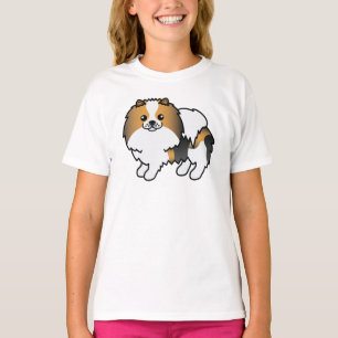 Hond Driekleurige Pommer Pomeranian Zachte Tekenin T-shirt