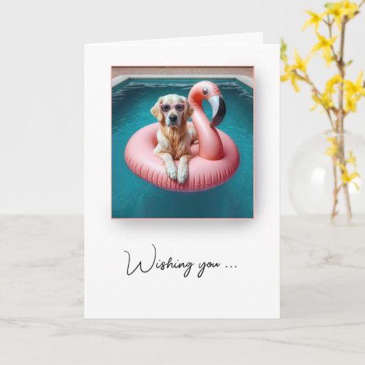 Hond drijvend op een Flamingo Pool Speelgoed Verja Kaart (Gele Bloem)