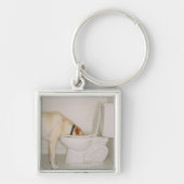 Hond drink uit het toilet sleutelhanger (Voorkant)