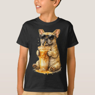 Hond drinkt ijskoude koffie meme grappig dier t-shirt