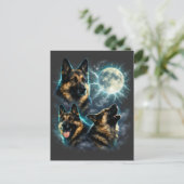 Hond Duitse Herder Huilend naar de Maan Briefkaart (Staand voorkant)