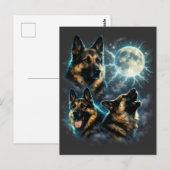 Hond Duitse Herder Huilend naar de Maan Briefkaart (Voorkant / Achterkant)