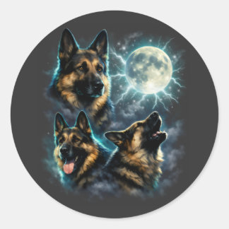 Hond Duitse Herder Huilend naar de Maan Ronde Sticker