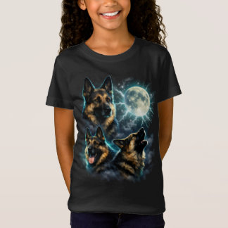 Hond Duitse Herder Huilend naar de Maan T-shirt