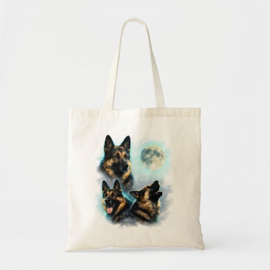 Hond Duitse Herder Huilend naar de Maan Tote Bag (Voorkant)