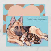 Hond Duitse herder Kattenknuffel Mooie Kerstkaart (Voorkant / Achterkant)