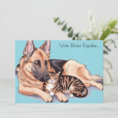 Hond Duitse herder Kattenknuffel Mooie Kerstkaart (Staand voorkant)