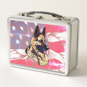 Hond Duitse Herder met Vlag van de VS-ontwerp
