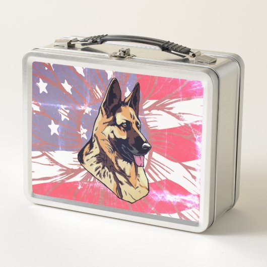 Hond Duitse Herder met Vlag van de VS-ontwerp (Voorkant)