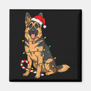 Hond Duitse Herdershond Kerstlichtjes Kerstmis Hui Magneet