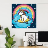 Hond Eenhoorn Ruimte Poster - Fantasievolle Galaxy (Thuiskantoor)