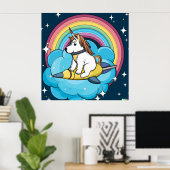 Hond Eenhoorn Ruimte Poster - Whimsisch Dier in de (Thuiskantoor)
