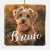 Hond Eenvoudige Naam Kerst Script Ornament (Achterkant)