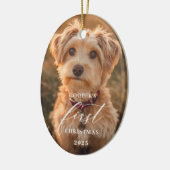 Hond Eerste Kerst Scriptie Ornament (Links)