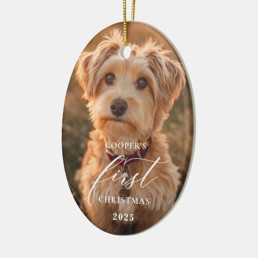 Hond Eerste Kerst Scriptie Ornament (Links)