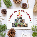 Hond Eerste Kerstboom, Huisdier, Gepersonaliseerd Feestdagenkaart<br><div class="desc">Schattigee,  minimalistische kaart met de tekst "[Pet Name] First Christmas" Photo Tree with the Year. Pas het aan met een andere kop,  de naam van het huisdier en het jaar.</div>