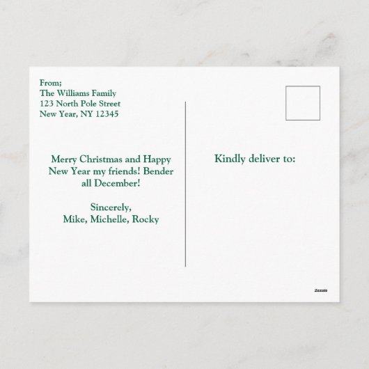 Hond Eerste Kerstboom, Huisdier, Gepersonaliseerd Feestdagenkaart (Achterkant)