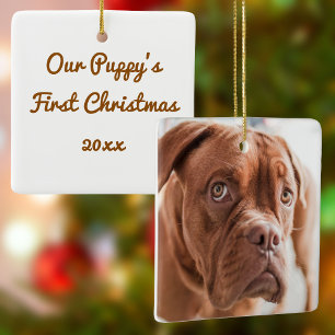 Hond Eerste Kerstdag Foto Keramische Versiering Keramisch Ornament