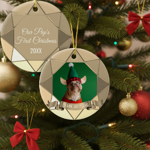 Hond Eerste Kerstdag Foto Keramische Versiering Keramisch Ornament