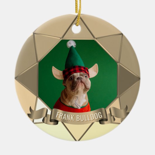 Hond Eerste Kerstfeest Fotokeramisch sieraad Keramisch Ornament (Voorkant)