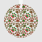 Hond Eerste Kerstfoto Paw Print Rood Ornament (achterkant)