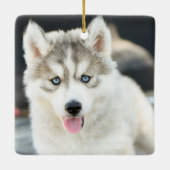 Hond Eerste Kerstmis Foto Keramisch Ornament (Achterkant)