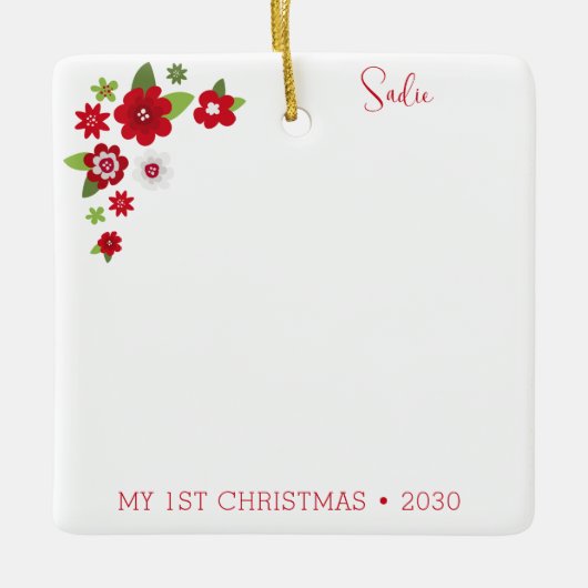 Hond Eerste Kerstmis Foto Keramisch Ornament (Voorkant)