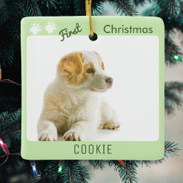 Hond Eerste Kerstmis Huisdier Puppy Foto Pootafdru Keramisch Ornament