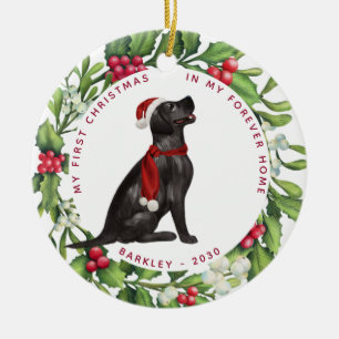 Hond Eerste Kerstmis Huisdier Zwarte Labrador Vaka Keramisch Ornament