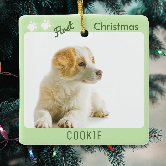 Hond Eerste Kerstmis Pet Puppy Foto Pawprints Keramisch Ornament
