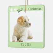 Hond Eerste Kerstmis Pet Puppy Foto Pawprints Keramisch Ornament (Links)