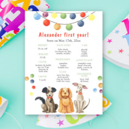 Hond eerste verjaardag mijlpaal verjaardag poster