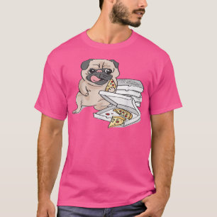Hond eet een pizza t-shirt