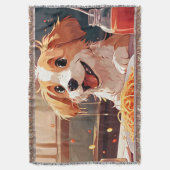 Hond eet spaghetti deken (Voorkant Verticaal)