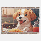 Hond eet spaghetti deken (Voorkant)