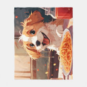 Hond eet spaghetti fleece deken (Voorkant)