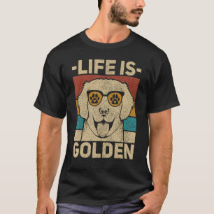 Hond Eigenaar Outfit Dier Retro Life is Golden Ret T-shirt