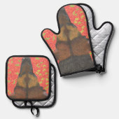 Hond en aardbei ovenwant & pannenlap set (Voorkant / Achterkant)