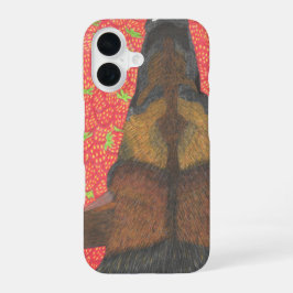 Hond en aardbei telefoonhoesje iPhone 16 hoesje