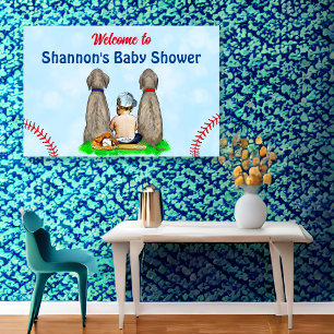 Hond en Baby Boy Baseball Baby shower Poster