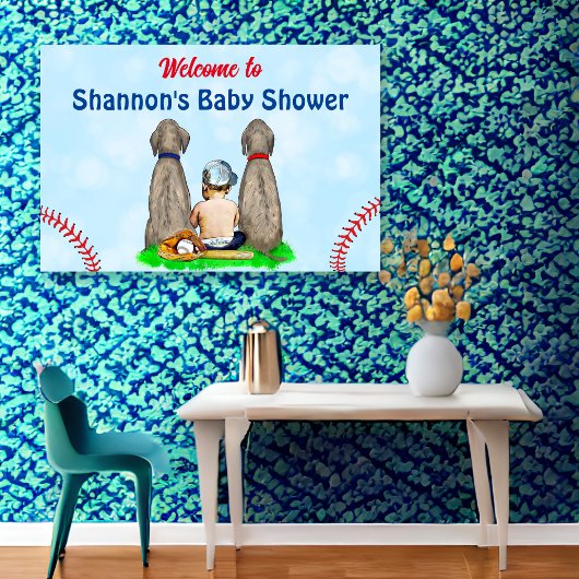 Hond en Baby Boy Baseball Baby shower Poster