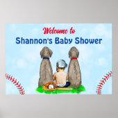 Hond en Baby Boy Baseball Baby shower Poster (Voorkant)