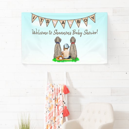 Hond en Baby Boy Baseball Baby shower Spandoek (Insitu)